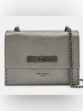Ted Baker Juliah Gunmetal Pebbled Leather Crossbody Bag